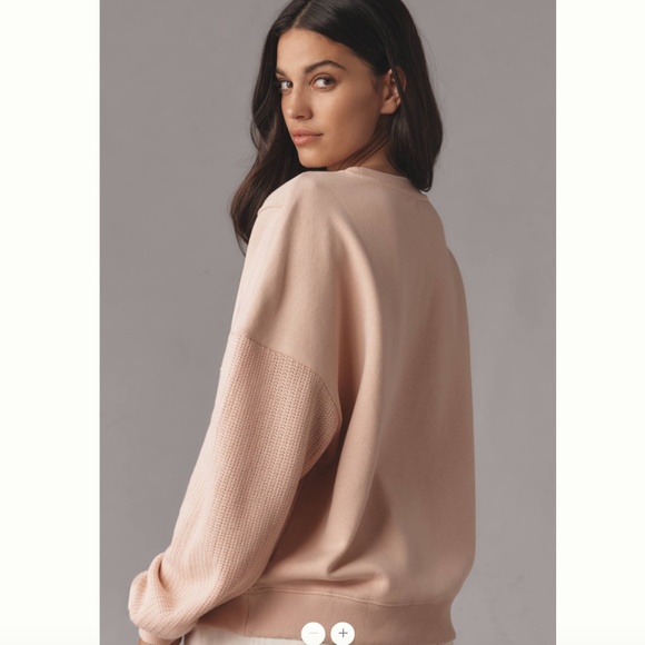 NWT Anthropologie Pilcro Mixed Rib Sweatshirt in Neutral Pink - Picture 3 of 14